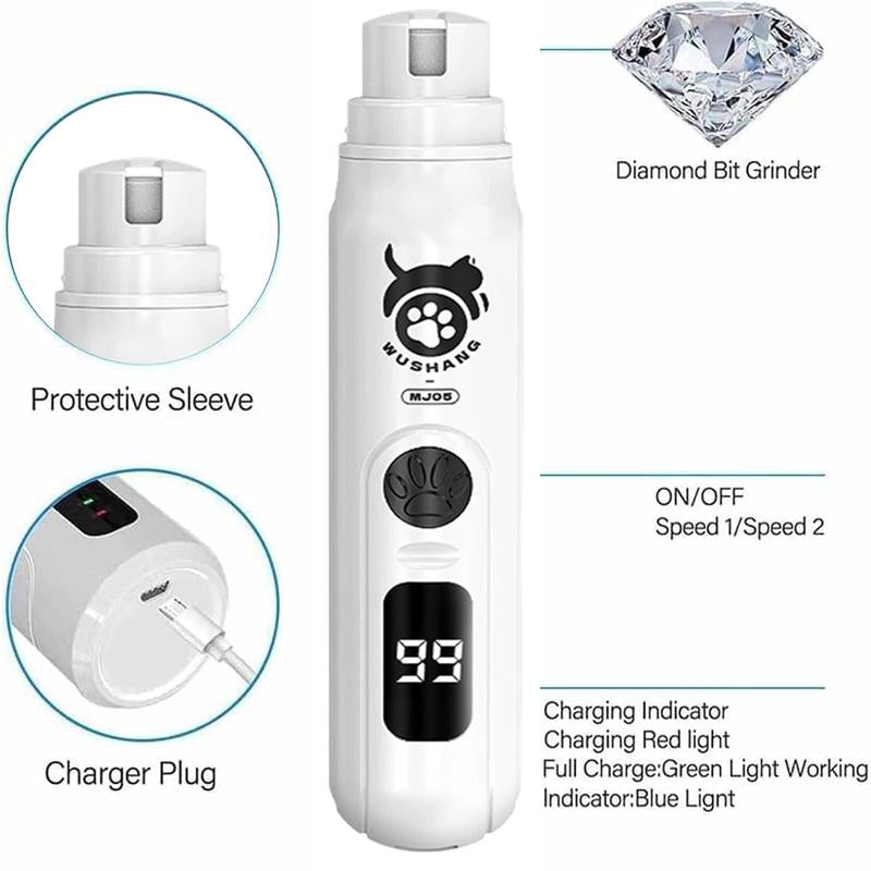 Pro Nail Grinder, Silent Pro for Dogs, Silent Pro Nail Grinder for Dogs and Cats, Pet Grooming Tool,Rechargeable Pet Nail Clipper for Painless Nail Care for Small and Medium Dogs and Cats