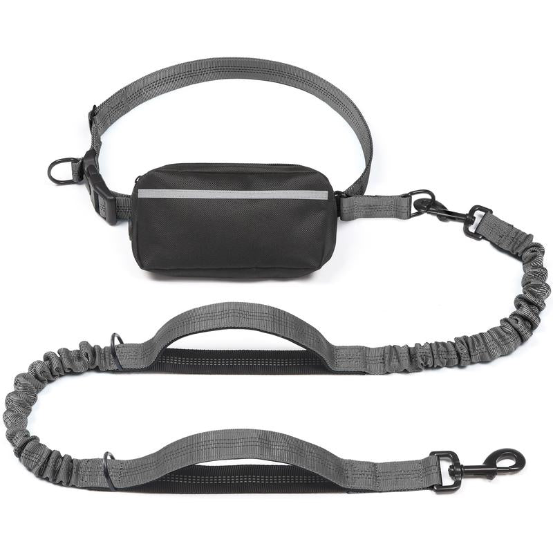 Ultimate Hands-Free Dog Leash with Zipper Pouch - Enjoy Comfortable Walks, Jogging, and Running with Dual Padded Handles and Durable Bungee