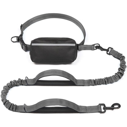 Ultimate Hands-Free Dog Leash with Zipper Pouch - Enjoy Comfortable Walks, Jogging, and Running with Dual Padded Handles and Durable Bungee