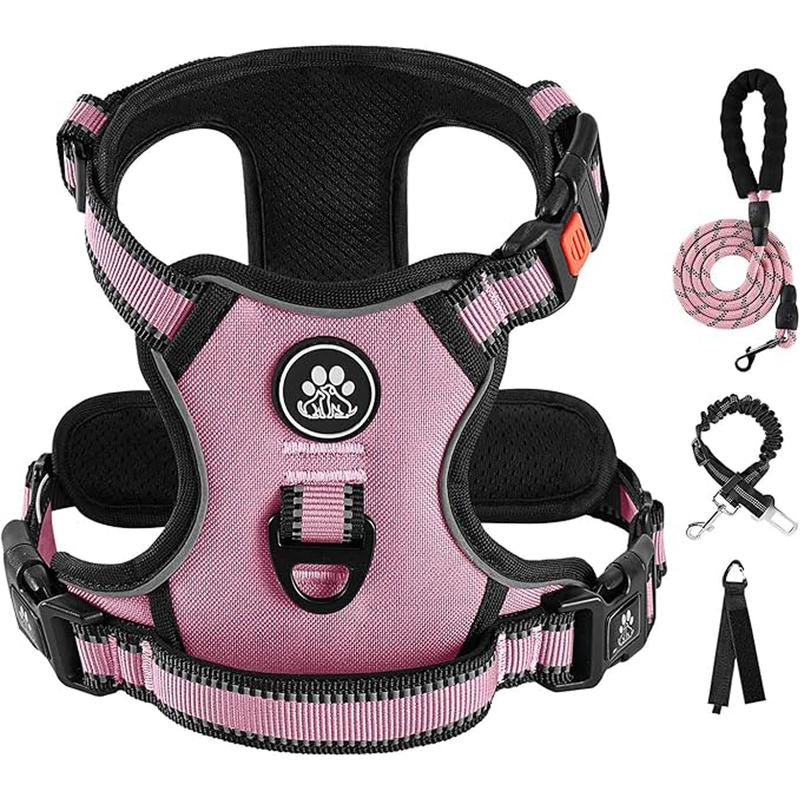 No-Pull Dog Vest with Leash, Reflective Anti-Choking Pet Vest, Adjustable Oxford Dog Vest with Easy-Control Handle for Small and Large Dogs