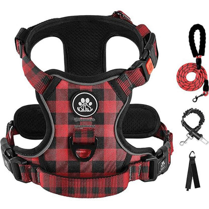No-Pull Dog Vest with Leash, Reflective Anti-Choking Pet Vest, Adjustable Oxford Dog Vest with Easy-Control Handle for Small and Large Dogs
