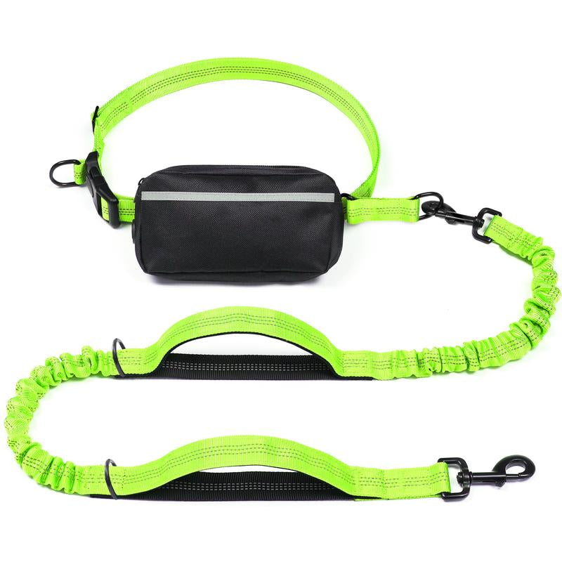 Ultimate Hands-Free Dog Leash with Zipper Pouch - Enjoy Comfortable Walks, Jogging, and Running with Dual Padded Handles and Durable Bungee