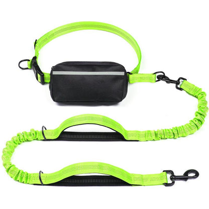 Ultimate Hands-Free Dog Leash with Zipper Pouch - Enjoy Comfortable Walks, Jogging, and Running with Dual Padded Handles and Durable Bungee