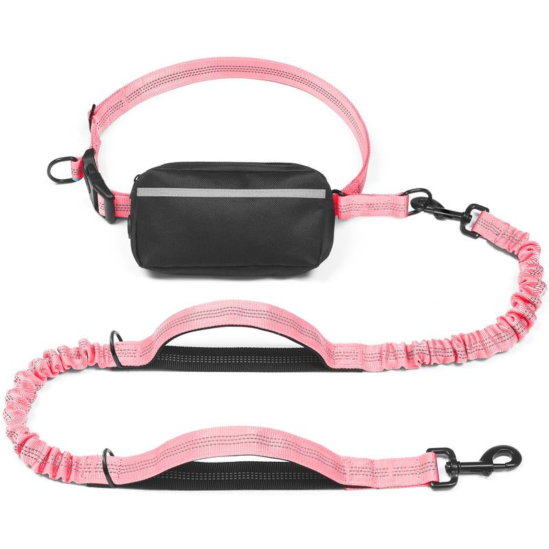 Ultimate Hands-Free Dog Leash with Zipper Pouch - Enjoy Comfortable Walks, Jogging, and Running with Dual Padded Handles and Durable Bungee