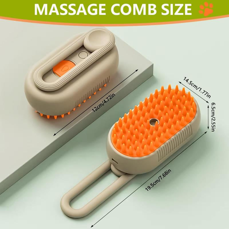 3-in-1 Pet Steam Brush and Hair Remover for Cats and Dogs - Adjustable Grooming Comb with Steamy Mist Technology for Effective Fur Removal