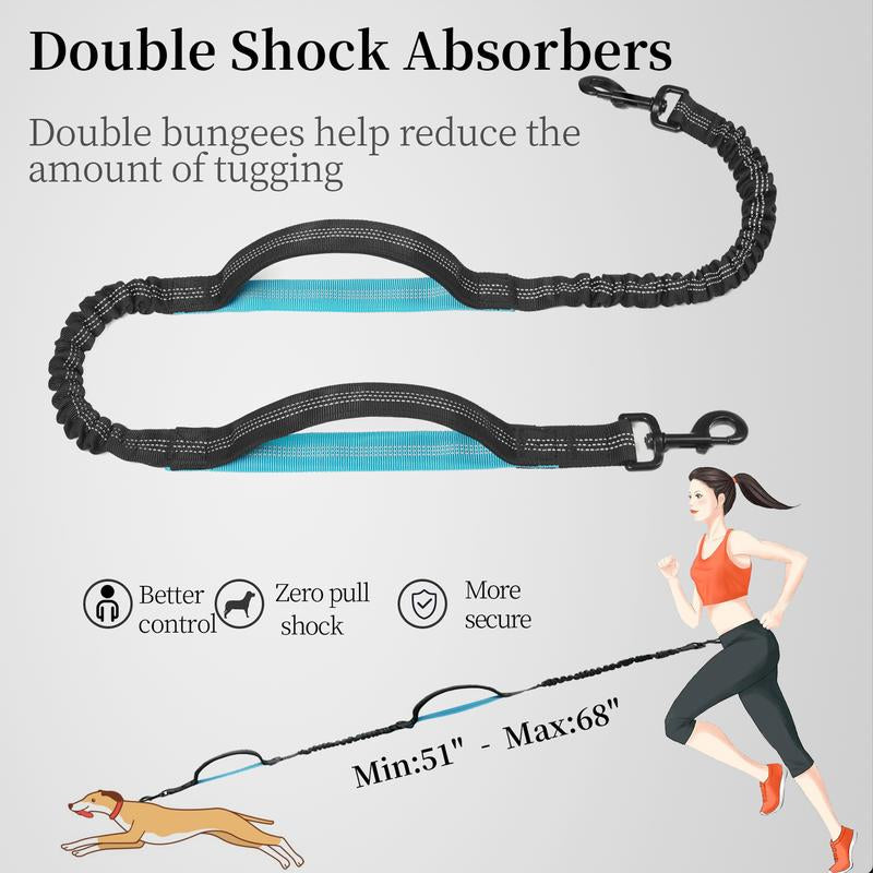 Ultimate Hands-Free Dog Leash with Zipper Pouch - Enjoy Comfortable Walks, Jogging, and Running with Dual Padded Handles and Durable Bungee