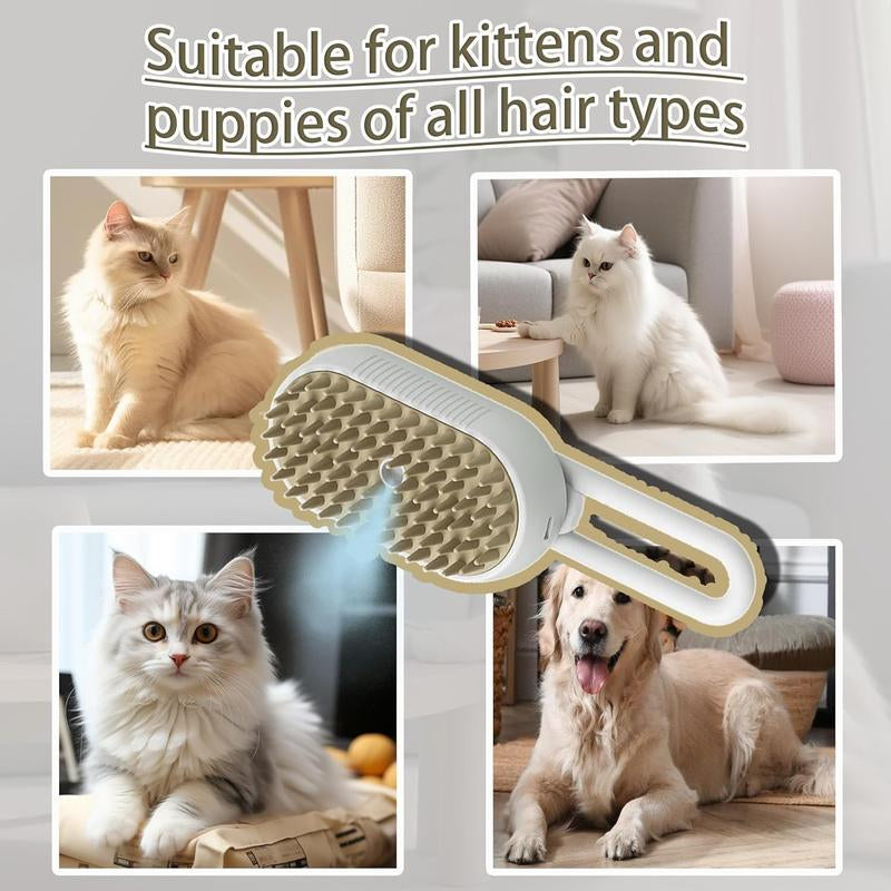 3-in-1 Pet Steam Brush and Hair Remover for Cats and Dogs - Adjustable Grooming Comb with Steamy Mist Technology for Effective Fur Removal