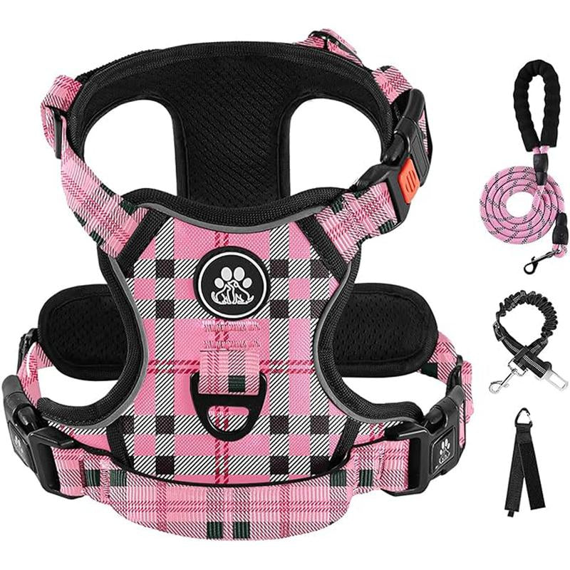 No-Pull Dog Vest with Leash, Reflective Anti-Choking Pet Vest, Adjustable Oxford Dog Vest with Easy-Control Handle for Small and Large Dogs