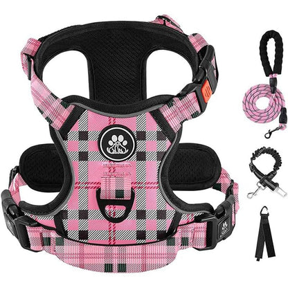 No-Pull Dog Vest with Leash, Reflective Anti-Choking Pet Vest, Adjustable Oxford Dog Vest with Easy-Control Handle for Small and Large Dogs
