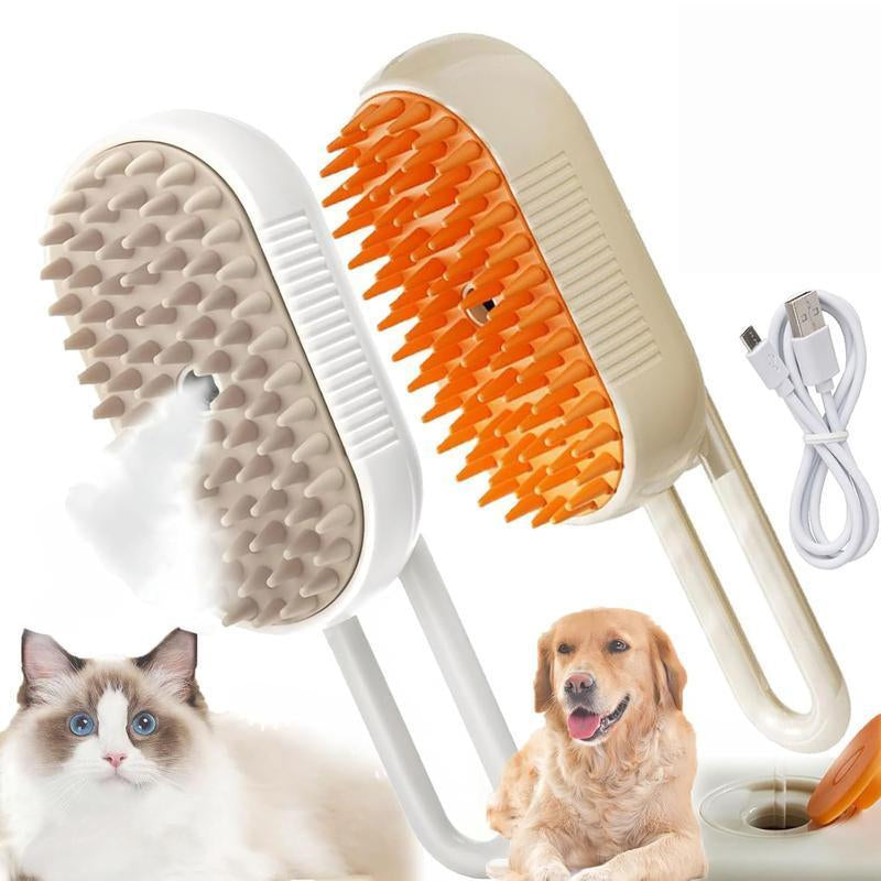 3-in-1 Pet Steam Brush and Hair Remover for Cats and Dogs - Adjustable Grooming Comb with Steamy Mist Technology for Effective Fur Removal