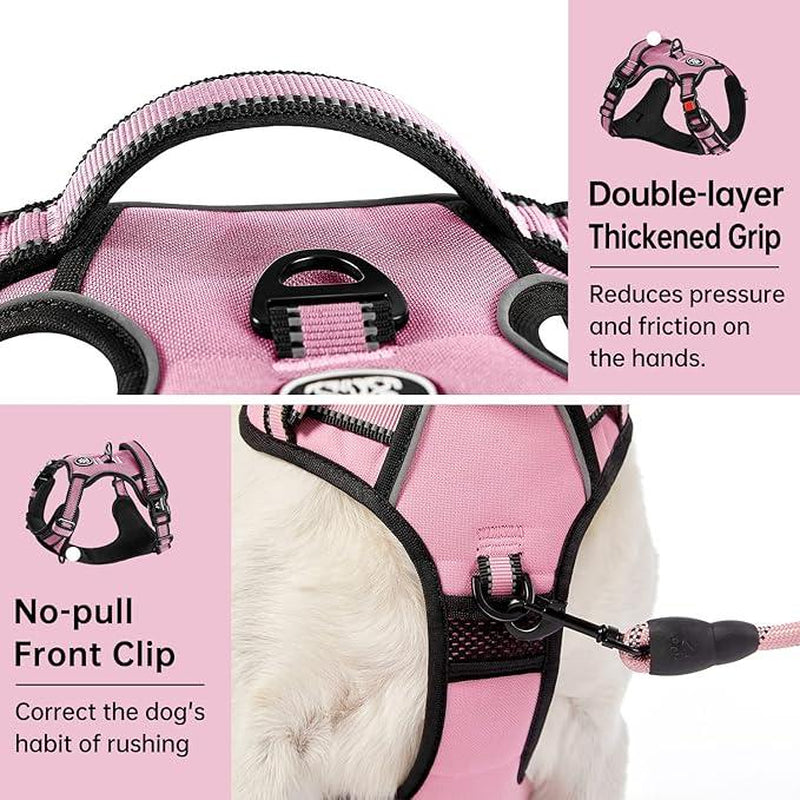 No-Pull Dog Vest with Leash, Reflective Anti-Choking Pet Vest, Adjustable Oxford Dog Vest with Easy-Control Handle for Small and Large Dogs