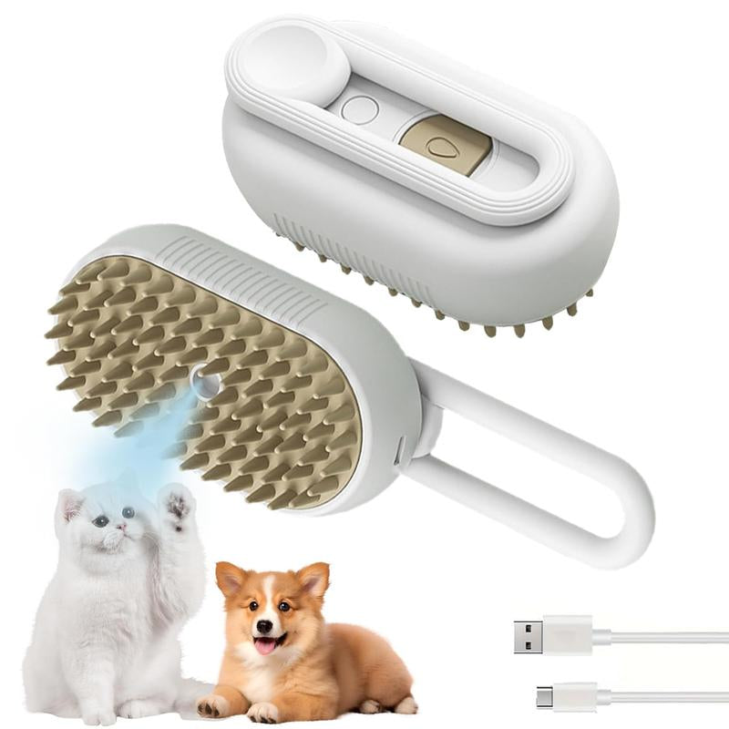 3-in-1 Pet Steam Brush and Hair Remover for Cats and Dogs - Adjustable Grooming Comb with Steamy Mist Technology for Effective Fur Removal
