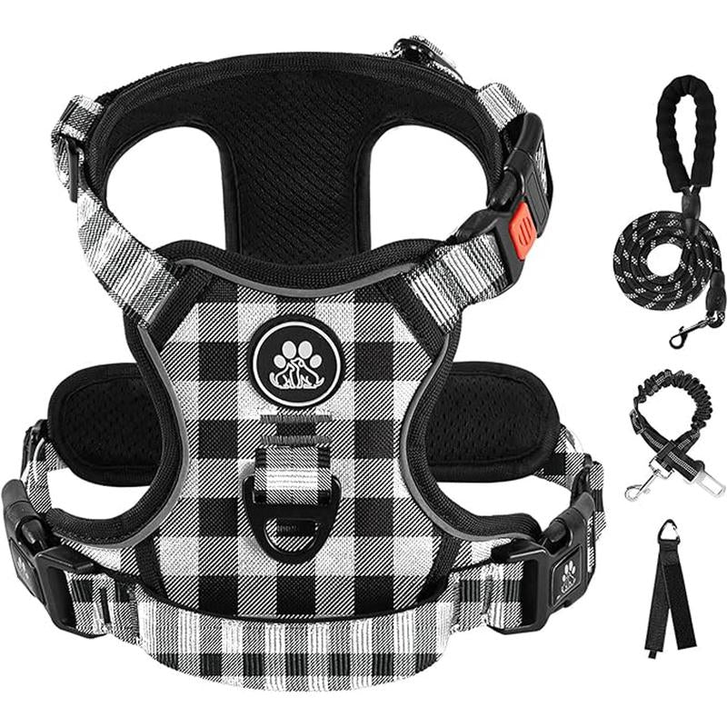 No-Pull Dog Vest with Leash, Reflective Anti-Choking Pet Vest, Adjustable Oxford Dog Vest with Easy-Control Handle for Small and Large Dogs