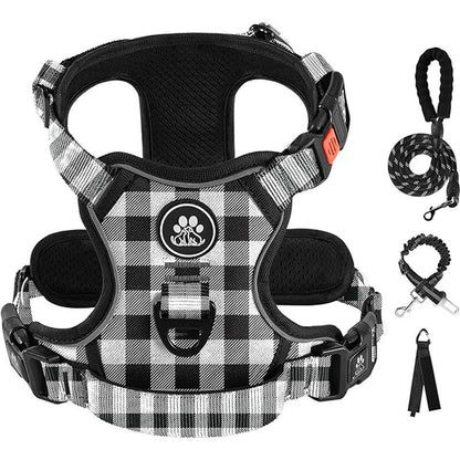 No-Pull Dog Vest with Leash, Reflective Anti-Choking Pet Vest, Adjustable Oxford Dog Vest with Easy-Control Handle for Small and Large Dogs