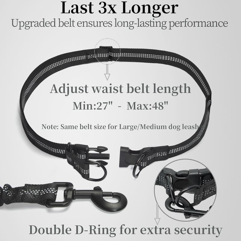 Ultimate Hands-Free Dog Leash with Zipper Pouch - Enjoy Comfortable Walks, Jogging, and Running with Dual Padded Handles and Durable Bungee