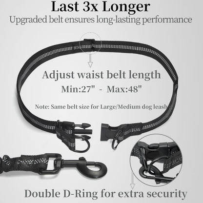 Ultimate Hands-Free Dog Leash with Zipper Pouch - Enjoy Comfortable Walks, Jogging, and Running with Dual Padded Handles and Durable Bungee
