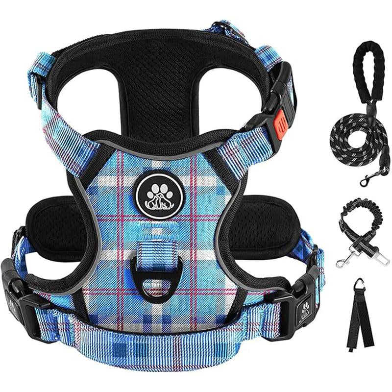 No-Pull Dog Vest with Leash, Reflective Anti-Choking Pet Vest, Adjustable Oxford Dog Vest with Easy-Control Handle for Small and Large Dogs