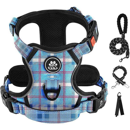 No-Pull Dog Vest with Leash, Reflective Anti-Choking Pet Vest, Adjustable Oxford Dog Vest with Easy-Control Handle for Small and Large Dogs