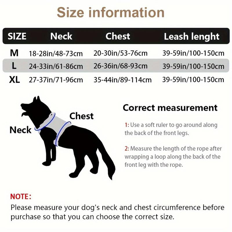 2Pcs Dog Harness and Leash Set, Outdoor Tactical Dog Harness Vest and Retractable Dog Leash, Nylon Tactical Training Dog Harness for Medium and Large Dogs