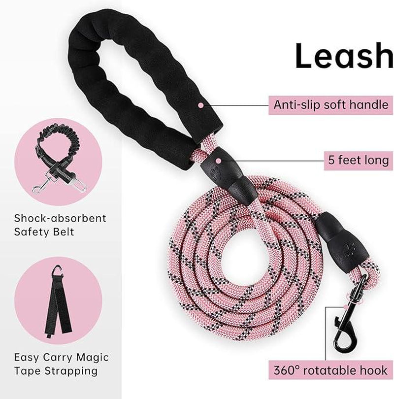 No-Pull Dog Vest with Leash, Reflective Anti-Choking Pet Vest, Adjustable Oxford Dog Vest with Easy-Control Handle for Small and Large Dogs