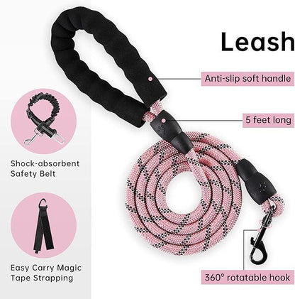 No-Pull Dog Vest with Leash, Reflective Anti-Choking Pet Vest, Adjustable Oxford Dog Vest with Easy-Control Handle for Small and Large Dogs