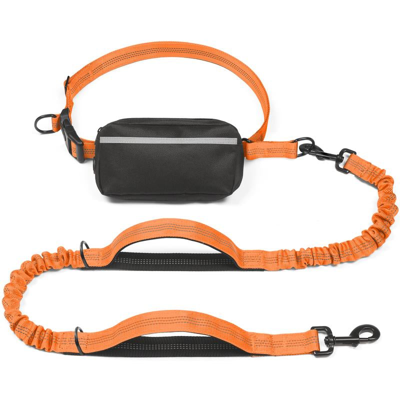 Ultimate Hands-Free Dog Leash with Zipper Pouch - Enjoy Comfortable Walks, Jogging, and Running with Dual Padded Handles and Durable Bungee