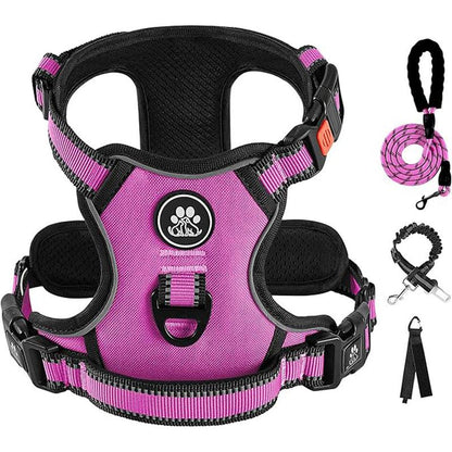 No-Pull Dog Vest with Leash, Reflective Anti-Choking Pet Vest, Adjustable Oxford Dog Vest with Easy-Control Handle for Small and Large Dogs