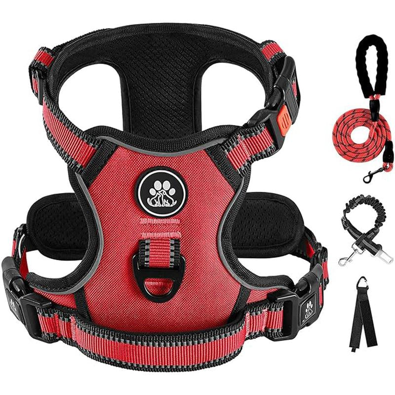 No-Pull Dog Vest with Leash, Reflective Anti-Choking Pet Vest, Adjustable Oxford Dog Vest with Easy-Control Handle for Small and Large Dogs