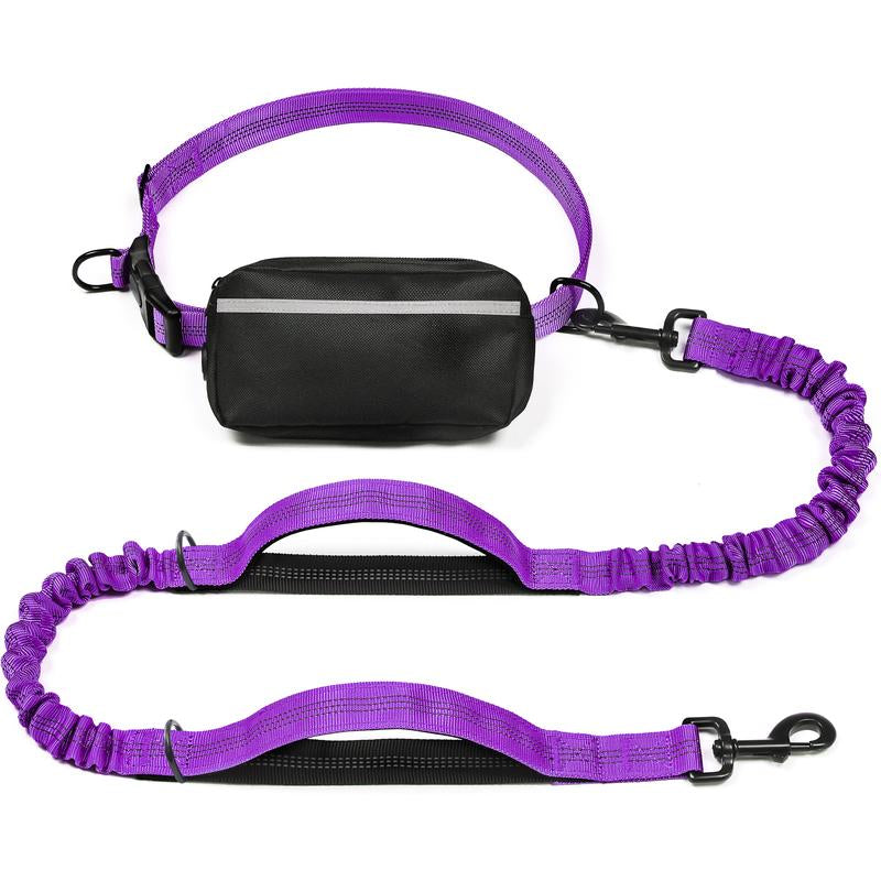 Ultimate Hands-Free Dog Leash with Zipper Pouch - Enjoy Comfortable Walks, Jogging, and Running with Dual Padded Handles and Durable Bungee
