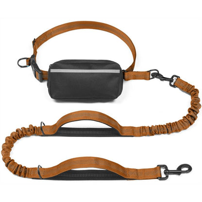 Ultimate Hands-Free Dog Leash with Zipper Pouch - Enjoy Comfortable Walks, Jogging, and Running with Dual Padded Handles and Durable Bungee