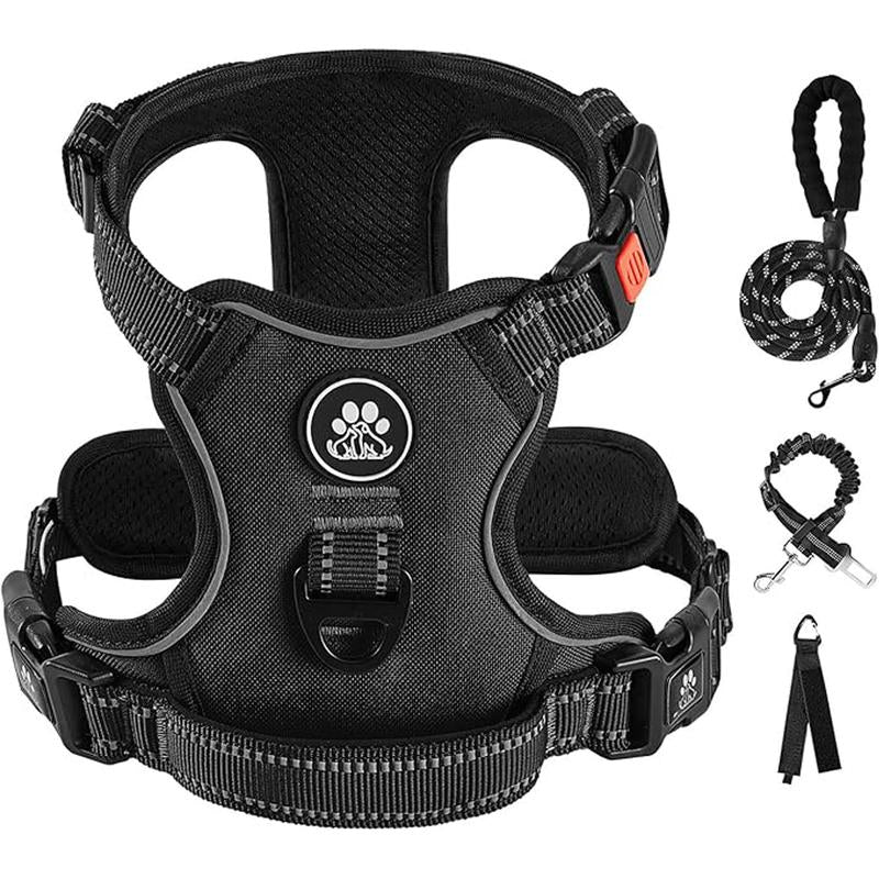 No-Pull Dog Vest with Leash, Reflective Anti-Choking Pet Vest, Adjustable Oxford Dog Vest with Easy-Control Handle for Small and Large Dogs