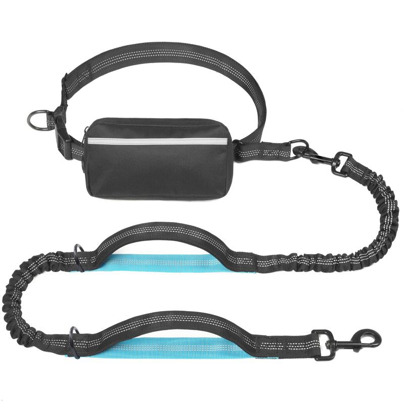Ultimate Hands-Free Dog Leash with Zipper Pouch - Enjoy Comfortable Walks, Jogging, and Running with Dual Padded Handles and Durable Bungee