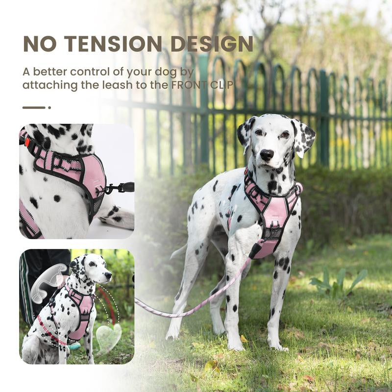 No-Pull Dog Vest with Leash, Reflective Anti-Choking Pet Vest, Adjustable Oxford Dog Vest with Easy-Control Handle for Small and Large Dogs
