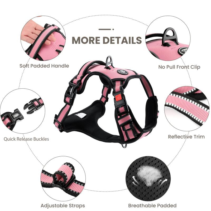 No-Pull Dog Vest with Leash, Reflective Anti-Choking Pet Vest, Adjustable Oxford Dog Vest with Easy-Control Handle for Small and Large Dogs