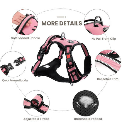 No-Pull Dog Vest with Leash, Reflective Anti-Choking Pet Vest, Adjustable Oxford Dog Vest with Easy-Control Handle for Small and Large Dogs