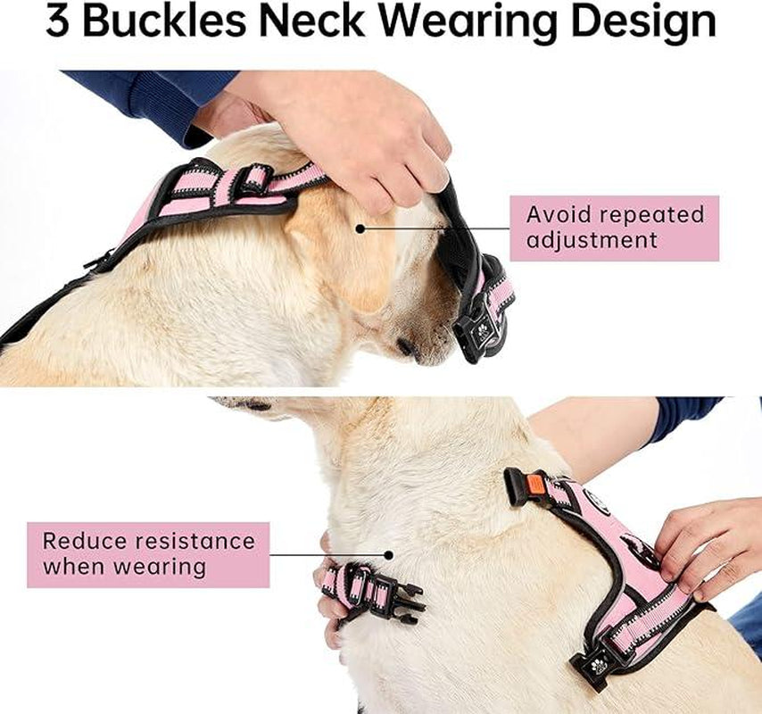 No-Pull Dog Vest with Leash, Reflective Anti-Choking Pet Vest, Adjustable Oxford Dog Vest with Easy-Control Handle for Small and Large Dogs