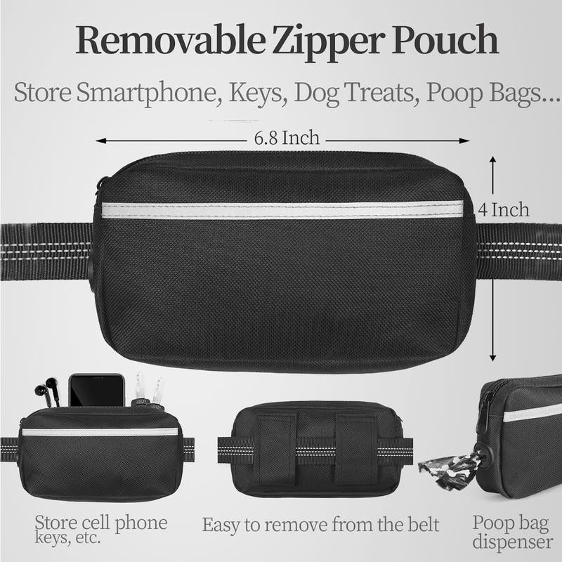 Ultimate Hands-Free Dog Leash with Zipper Pouch - Enjoy Comfortable Walks, Jogging, and Running with Dual Padded Handles and Durable Bungee