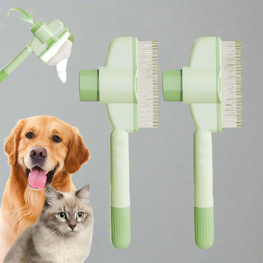 Self-Cleaning Dual-Length Stainless Steel Pet Comb - Lobo Blu