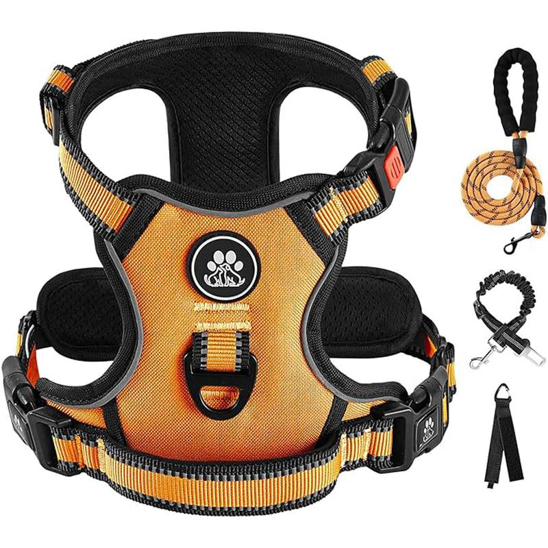 No-Pull Dog Vest with Leash, Reflective Anti-Choking Pet Vest, Adjustable Oxford Dog Vest with Easy-Control Handle for Small and Large Dogs
