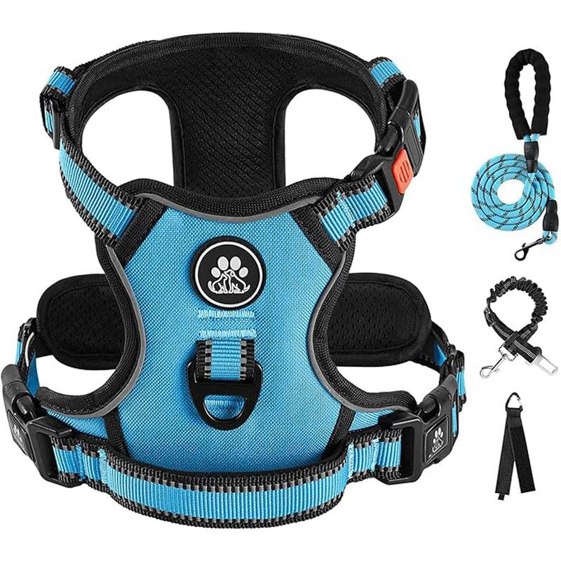 No-Pull Dog Vest with Leash, Reflective Anti-Choking Pet Vest, Adjustable Oxford Dog Vest with Easy-Control Handle for Small and Large Dogs