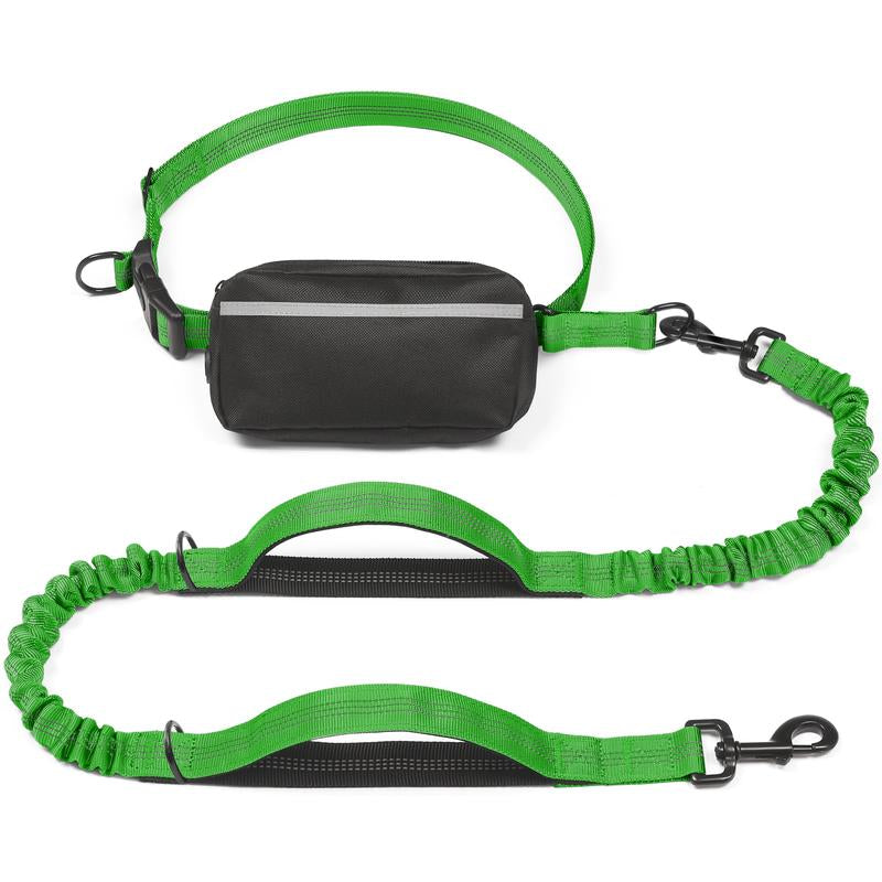 Ultimate Hands-Free Dog Leash with Zipper Pouch - Enjoy Comfortable Walks, Jogging, and Running with Dual Padded Handles and Durable Bungee