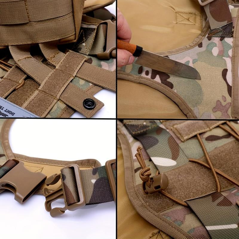 2Pcs Dog Harness and Leash Set, Outdoor Tactical Dog Harness Vest and Retractable Dog Leash, Nylon Tactical Training Dog Harness for Medium and Large Dogs