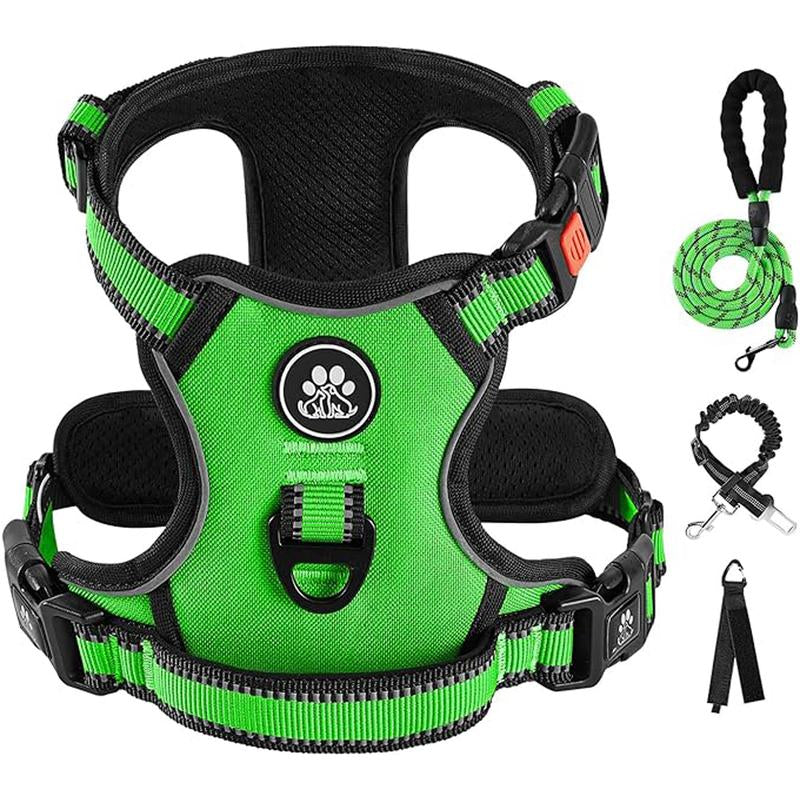 No-Pull Dog Vest with Leash, Reflective Anti-Choking Pet Vest, Adjustable Oxford Dog Vest with Easy-Control Handle for Small and Large Dogs