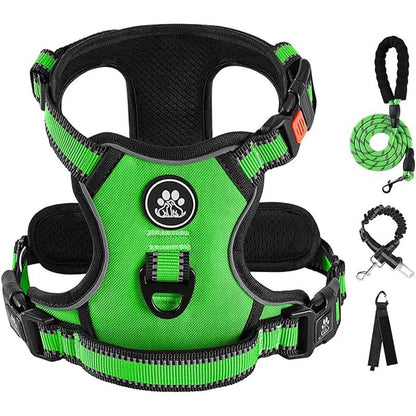 No-Pull Dog Vest with Leash, Reflective Anti-Choking Pet Vest, Adjustable Oxford Dog Vest with Easy-Control Handle for Small and Large Dogs