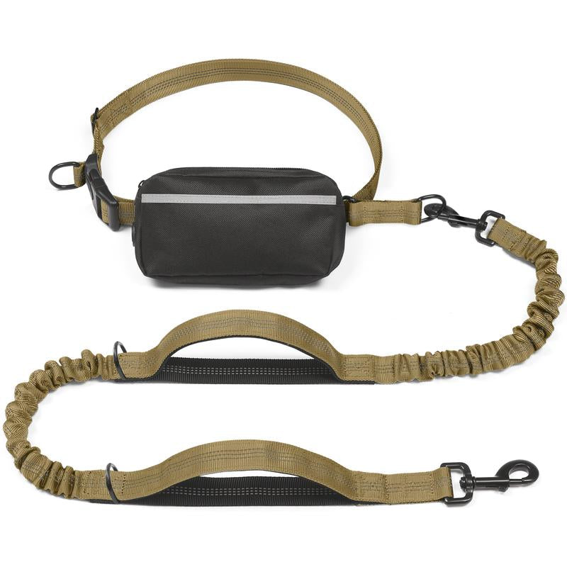 Ultimate Hands-Free Dog Leash with Zipper Pouch - Enjoy Comfortable Walks, Jogging, and Running with Dual Padded Handles and Durable Bungee