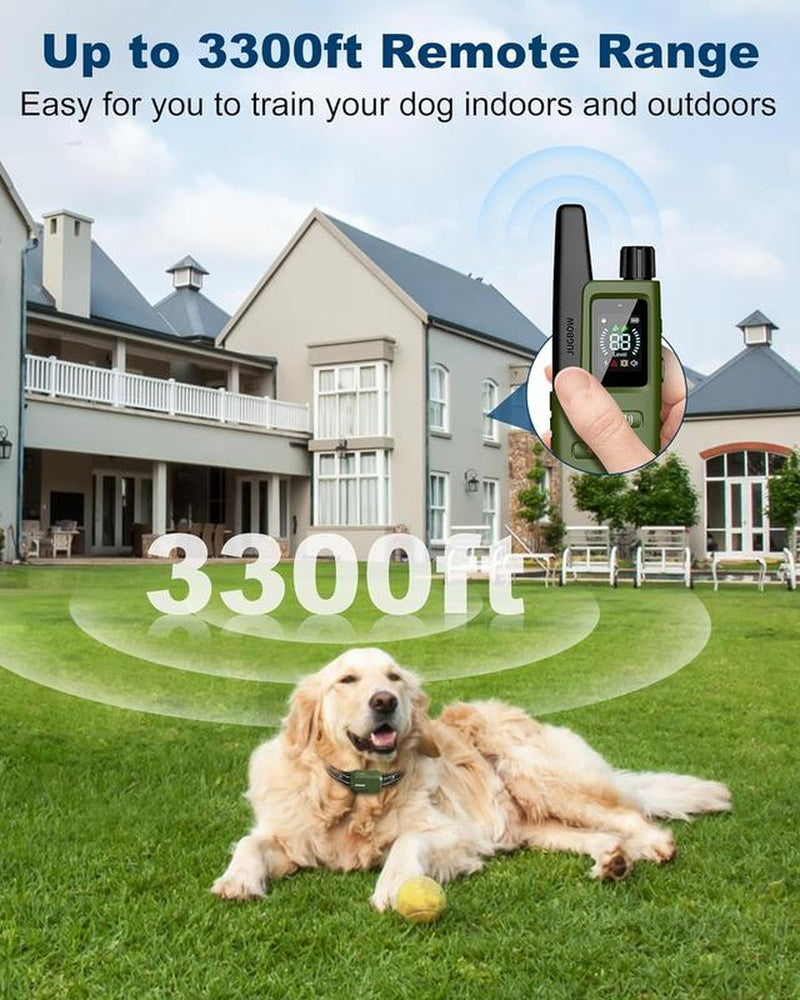 Transform Your Dog's Behavior with the JUGBOW 3300FT Waterproof Training Collar - Rechargeable E-Collar Featuring 4 Customizable Training Modes