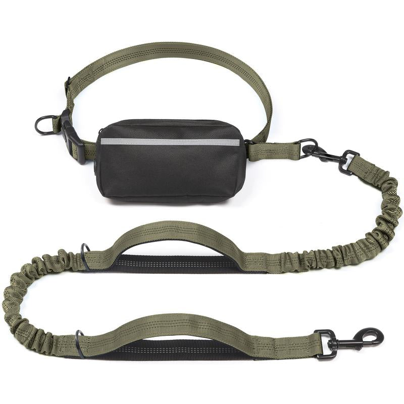 Ultimate Hands-Free Dog Leash with Zipper Pouch - Enjoy Comfortable Walks, Jogging, and Running with Dual Padded Handles and Durable Bungee