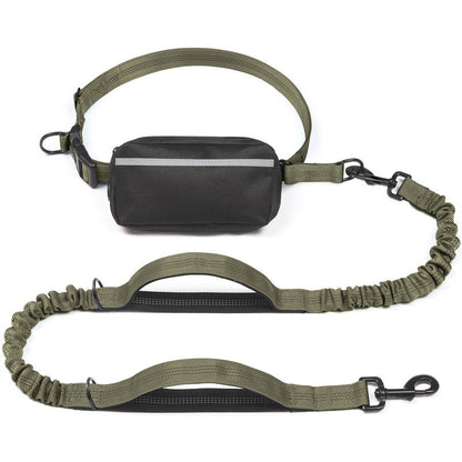 Ultimate Hands-Free Dog Leash with Zipper Pouch - Enjoy Comfortable Walks, Jogging, and Running with Dual Padded Handles and Durable Bungee