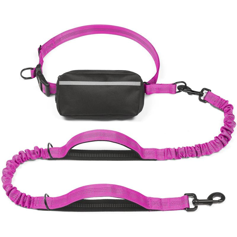 Ultimate Hands-Free Dog Leash with Zipper Pouch - Enjoy Comfortable Walks, Jogging, and Running with Dual Padded Handles and Durable Bungee