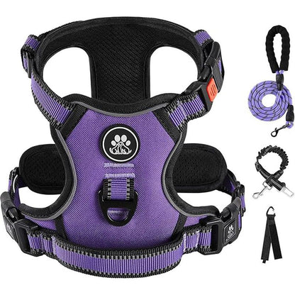 No-Pull Dog Vest with Leash, Reflective Anti-Choking Pet Vest, Adjustable Oxford Dog Vest with Easy-Control Handle for Small and Large Dogs